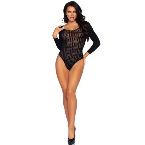 LEG AVENUE - BODY IN COTONE CON MOSAICO E SNAP TAGLIA UNICA - immagine 2