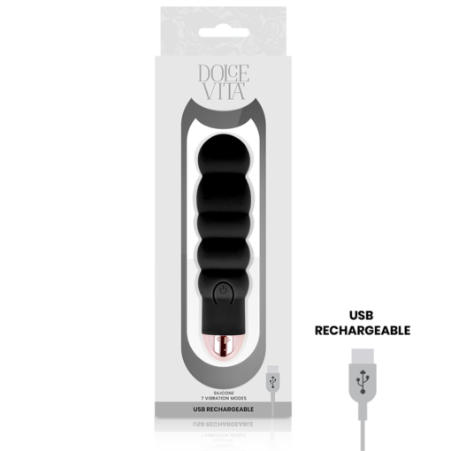 DOLCE VITA - VIBRATORE RICARICABILE SEI NERO 7 VELOCITÀ - immagine 3