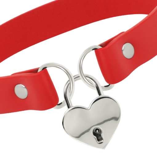 COQUETTE CHIC DESIRE - COLLANA IN PELLE VEGANA ROSSA CON ACCESSORIO CUORE CON CHIAVE - immagine 4