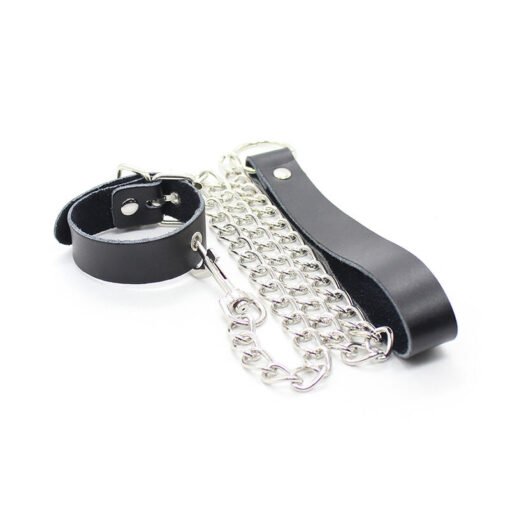 OHMAMA FETISH - COLLANA PER PENE E CINTURINO IN PELLE CON CATENA IN METALLO - immagine 5