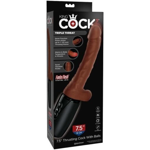 KING COCK - PLUS TRIPLA MINACCIA TONO DELLA PELLE MARRONE - immagine 9