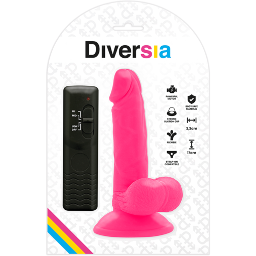 DIVERSIA - DILDO VIBRANTE FLESSIBILE ROSA 17 CM -O- 3.3 CM - immagine 7