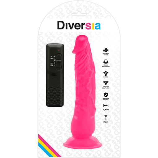 DIVERSIA - DILDO VIBRANTE FLESSIBILE ROSA 21 CM -O- 4.9 CM - immagine 7