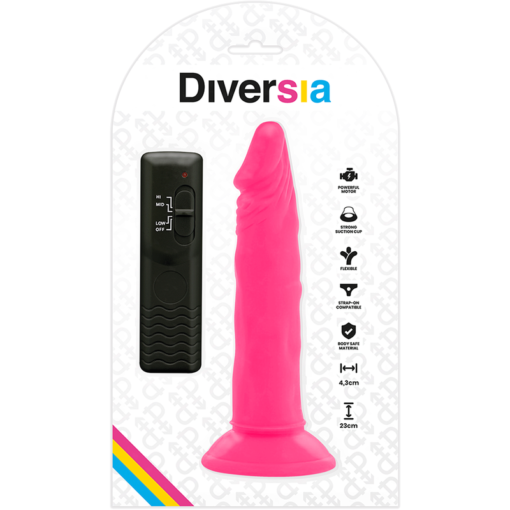 DIVERSIA - DILDO FLESSIBILE CON VIBRAZIONE ROSA 23 CM -O- 4.3 CM - immagine 7