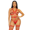LEG AVENUE - KINK - IMBRACATURA CON O-RING CON BORCHIE TEDDY TAGLIA M - ROSSO
