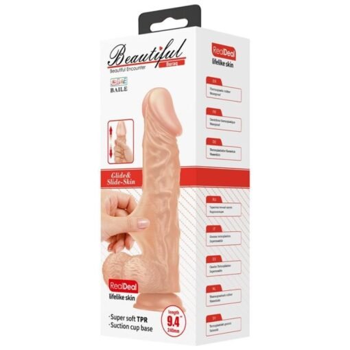 BAILE - BELLISSIMO INCONTRO DILDO REALISTICO FLESSIBILE BURAQ 24 CM NATURALE - immagine 7
