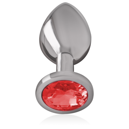 INTENSE - PLUG ANALE IN METALLO ALLUMINIO CON CRISTALLO ROSSO MISURA S - immagine 2