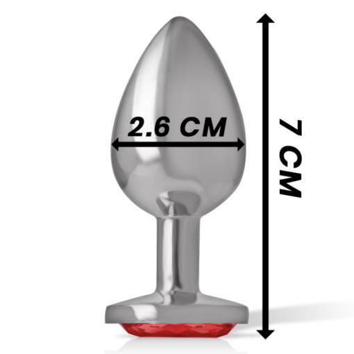 INTENSE - PLUG ANALE IN METALLO ALLUMINIO CON CRISTALLO ROSSO MISURA S - immagine 4