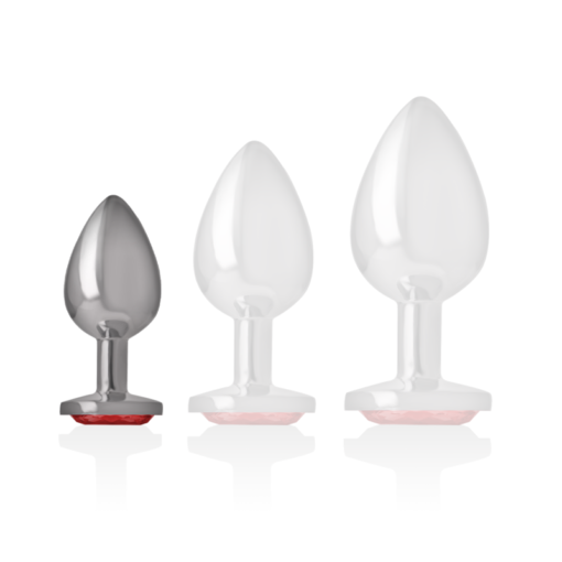 INTENSE - PLUG ANALE IN METALLO ALLUMINIO CON CRISTALLO ROSSO MISURA S - immagine 5