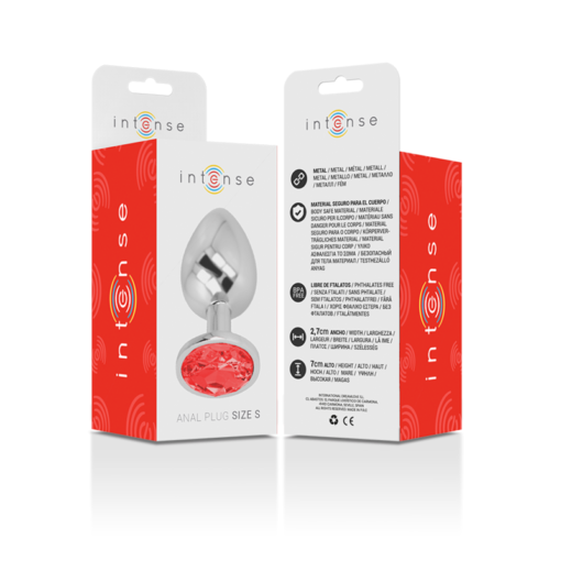 INTENSE - PLUG ANALE IN METALLO ALLUMINIO CON CRISTALLO ROSSO MISURA S - immagine 6
