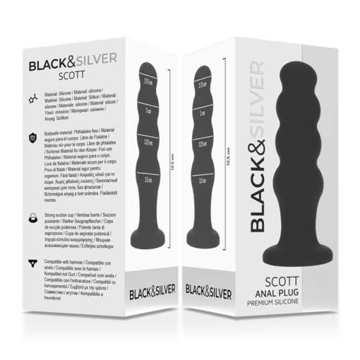 BLACK&SILVER - PLUG ANALE IN SILICONE SCOTT PREMIUM NERO - immagine 5