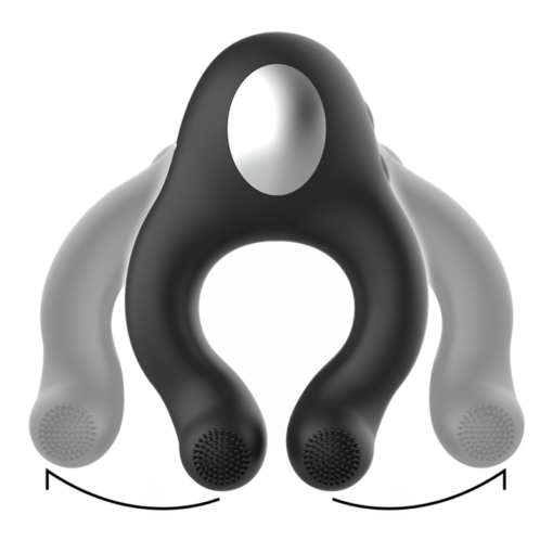 BLACK&SILVER - ANELLO VIBRATORE IN SILICONE 3 MOTORI RICARICABILE NERO - immagine 4