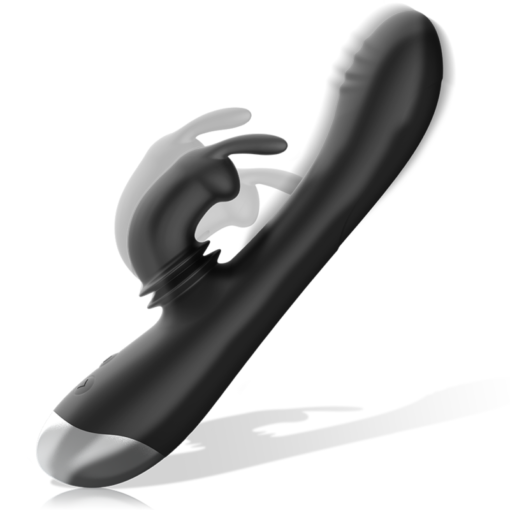 BLACK&SILVER - DJ. STIMOLATORE CONIGLIO IN SILICONE RICARICABILE ADAM NERO - immagine 3