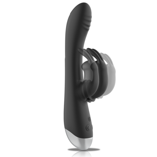 BLACK&SILVER - DJ. STIMOLATORE CONIGLIO IN SILICONE RICARICABILE ADAM NERO - immagine 4