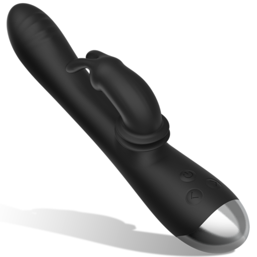 BLACK&SILVER - DJ. STIMOLATORE CONIGLIO IN SILICONE RICARICABILE ADAM NERO - immagine 2