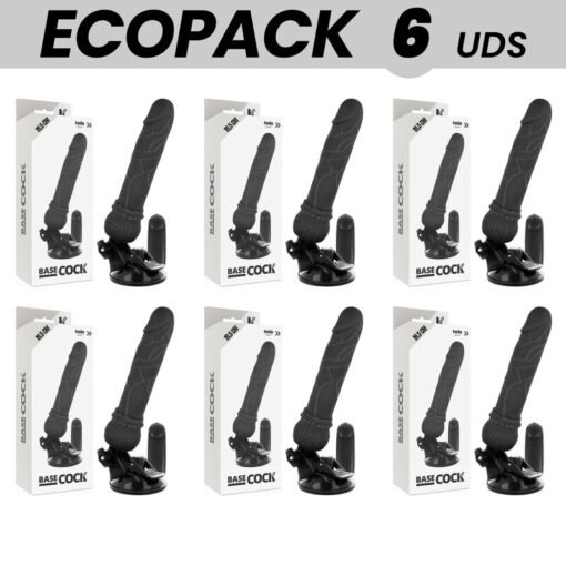 ECOPACK 6 UNIT - BASECOCK VIBRATORE REALISTICO TELECOMANDO NERO 19.5 CM -O- 4 CM