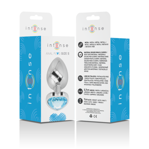 INTENSE - PLUG ANALE IN METALLO ALLUMINIO CUORE BLU TAGLIA S - immagine 6