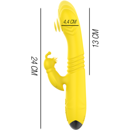 INTENSE - VIBRATORE MULTIFUNZIONE TOKY UP & DOWN CON STIMOLATORE CLITORALE GIALLO - immagine 3