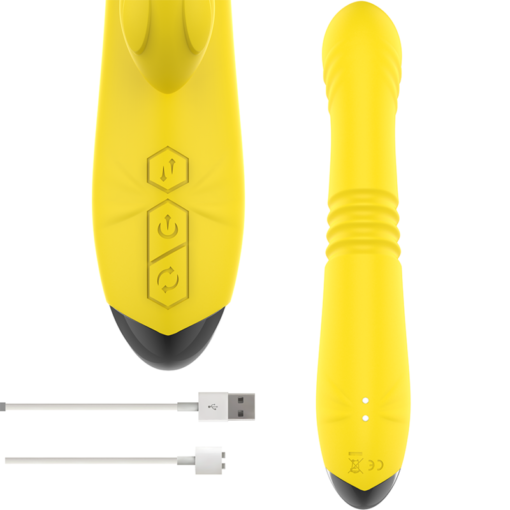 INTENSE - VIBRATORE MULTIFUNZIONE TOKY UP & DOWN CON STIMOLATORE CLITORALE GIALLO - immagine 4