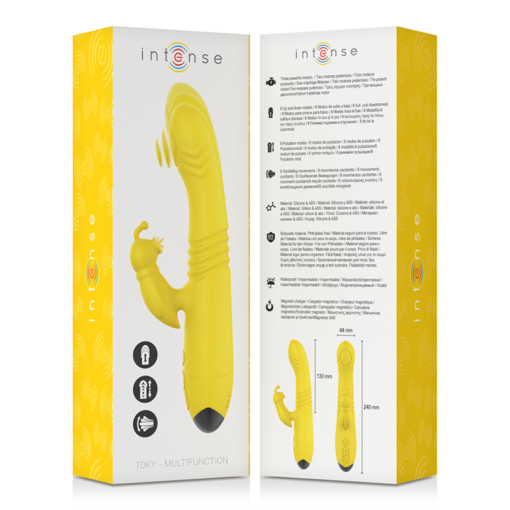 INTENSE - VIBRATORE MULTIFUNZIONE TOKY UP & DOWN CON STIMOLATORE CLITORALE GIALLO - immagine 5