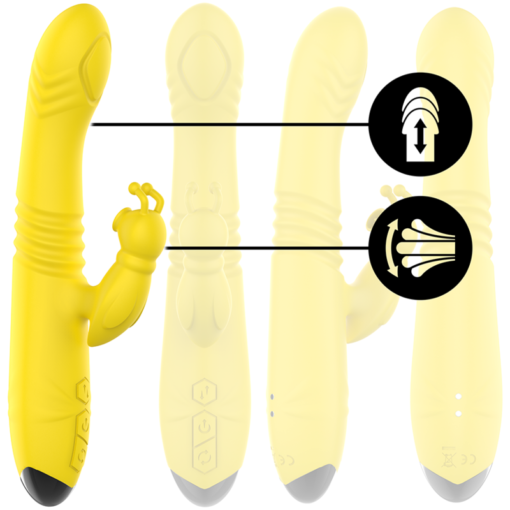 INTENSE - VIBRATORE MULTIFUNZIONE TOKY UP & DOWN CON STIMOLATORE CLITORALE GIALLO - immagine 2