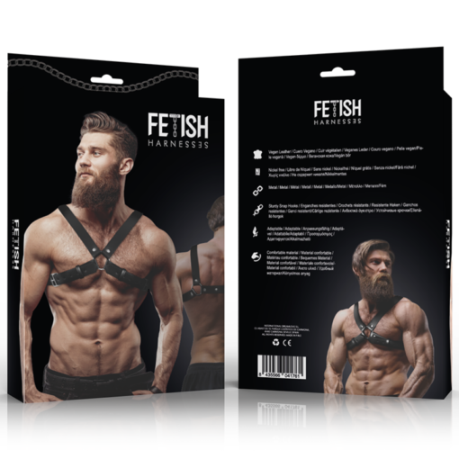 FETISH SUBMISSIVE ATTITUDE - IMBRACATURA REGOLABILE IN ECOPELLE PER UOMO CON INCROCIO PER BULLDOG - immagine 2
