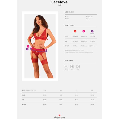 OBSESSIVE - SET LACELOVE TRE PEZZI ROSSO M/L - immagine 7