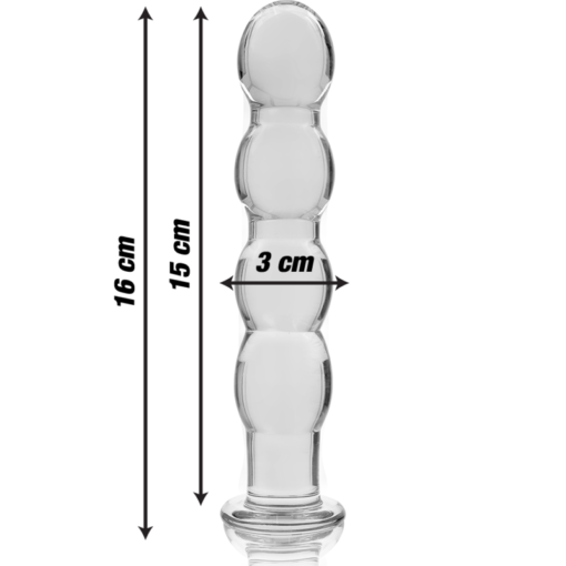 NEBULA SERIES BY IBIZA - MODELLO 10 DILDO IN VETRO BOROSILICATO TRASPARENTE 16.5 CM -O- 3.5 CM - immagine 3