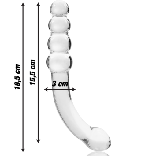 NEBULA SERIES BY IBIZA - MODELLO 14 DILDO IN VETRO BOROSILICATO TRASPARENTE 18.5 CM -O- 3 CM - immagine 3