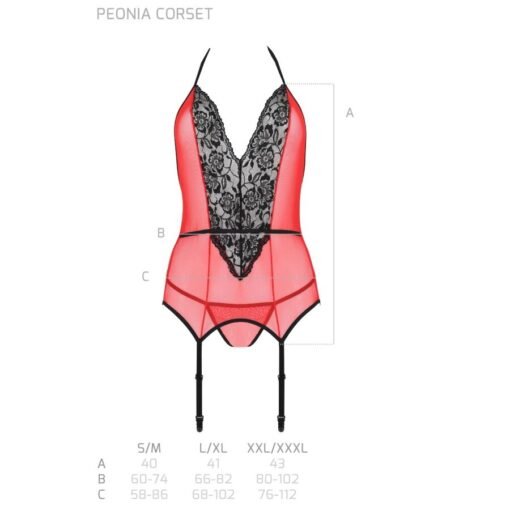 PASSION - CORSETTO PEONIA LINEA EROTICA ROSSO L/XL - immagine 6