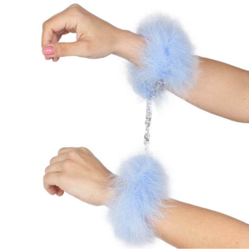 SECRETPLAY - MANETTE MARABOU CHIARO BLU - immagine 4