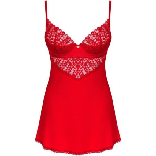 OBSESSIVE - INGRIDIA CHEMISE & TANGA ROSSO XS/S - immagine 5