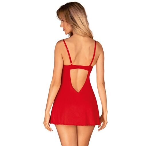OBSESSIVE - INGRIDIA CHEMISE & TANGA ROSSO XS/S - immagine 2