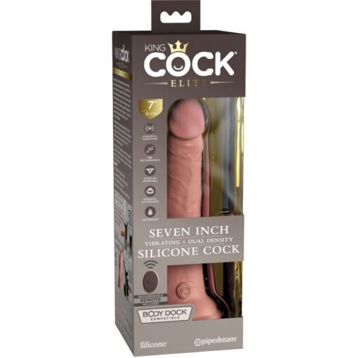 KING COCK - ELITE VIBRATORE DILDO REALISTICO E TELECOMANDO IN SILICONE 17.8 CM - immagine 6