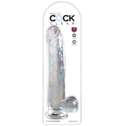 KING COCK - CLEAR DILDO CON TESTICOLI 24.8 CM TRASPARENTE - immagine 2
