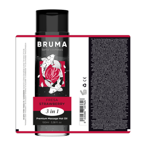 BRUMA - OLIO DA MASSAGGIO PREMIUM EFFETTO CALORE SAPORE FRAGOLA 3 IN 1 - 100 ML - immagine 6