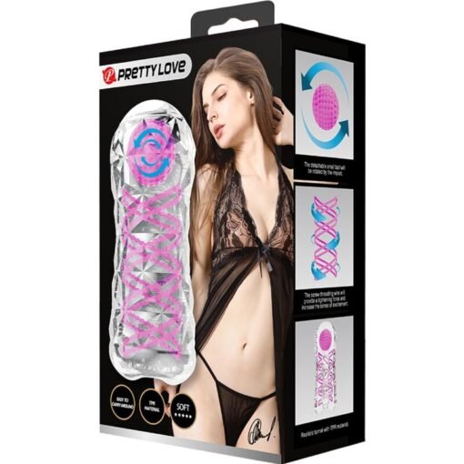 PRETTY LOVE - MASTURBATORE MASCHILE FANTASY CON SPIRALE INTERNA E SFERE TRASPARENTI - immagine 9