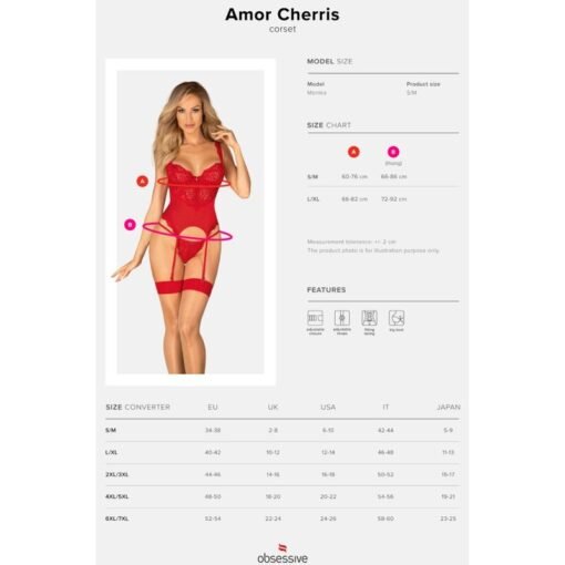 OBSESSIVE - CORSETTO E PERIZOMA AMOR CHERRIS L/XL - immagine 7