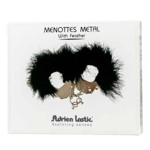 ADRIEN LASTIC  HANDSCHELLEN AUS METALL MIT SCHWARZEN FEDERN - immagine 3