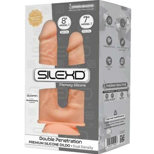 SILEXD - MODELLO 1 PENE REALISTICO DOPPIA PENETRACION PREMIUM SILEXPAN SILICONE 17.5 / 19.5 CM - immagine 2