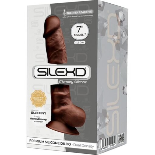 SILEXD - MODELLO 1 PENE REALISTICO PREMIUM SILEXPAN SILICONE MARRONE 17.5 CM - immagine 3