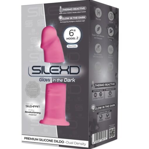 SILEXD - MODELLO 2 PENE REALISTICO PREMIUM SILEXPAN IN SILICONE ROSA FLUORESCENTE 15 CM - immagine 2