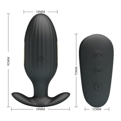 PRETTY LOVE - VIBRATORE ANALE RICARICABILE KELLY PLUG NERO - immagine 8