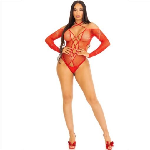 LEG AVENUE - BODY CROTHLESS CON ROSSO LUCIDO - immagine 5