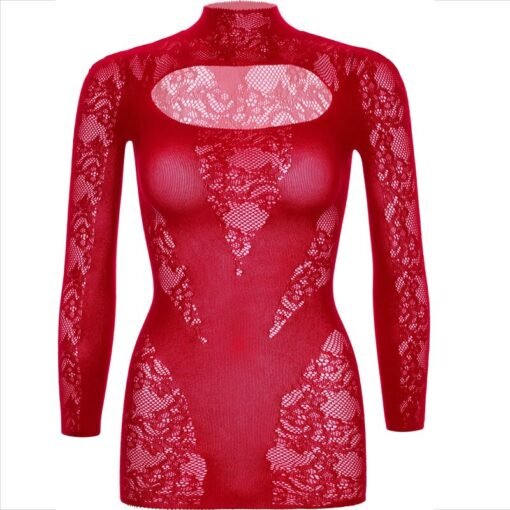 LEG AVENUE - MINI ABITO CON PIZZO MANICA LUNGA ROSSO - immagine 7
