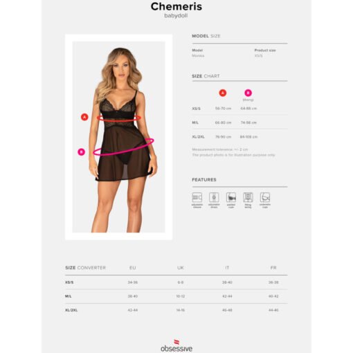 OBSESSIVE - SET CHEMERIS BADYDOLL E PERIZOMA XL/XXL - immagine 7