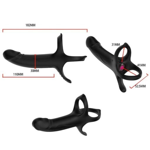ARMONY - DILDO CON ANELLO E VIBRATORE TELECOMANDO NERO - immagine 3