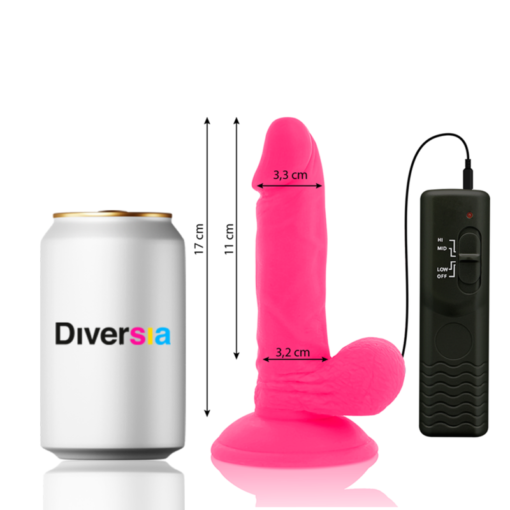 DIVERSIA - DILDO VIBRANTE FLESSIBILE ROSA 17 CM -O- 3.3 CM - immagine 2