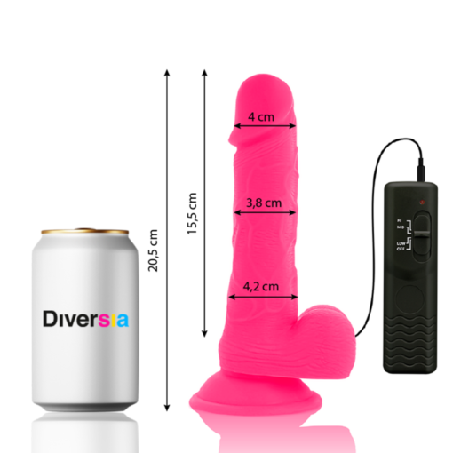 DIVERSIA - DILDO VIBRANTE FLESSIBILE ROSA 20.5 CM -O- 4.2 CM - immagine 2