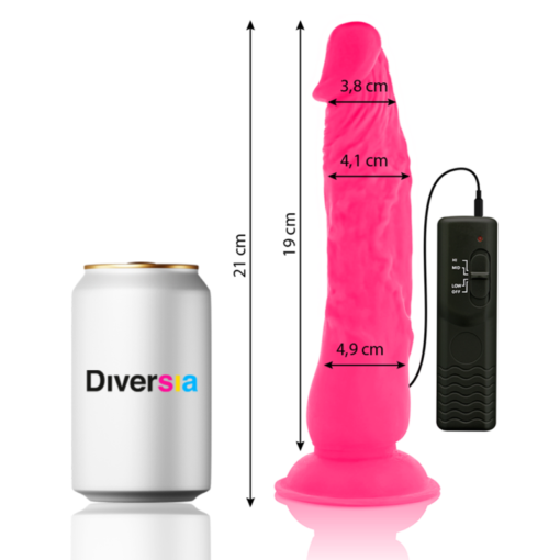 DIVERSIA - DILDO VIBRANTE FLESSIBILE ROSA 21 CM -O- 4.9 CM - immagine 2